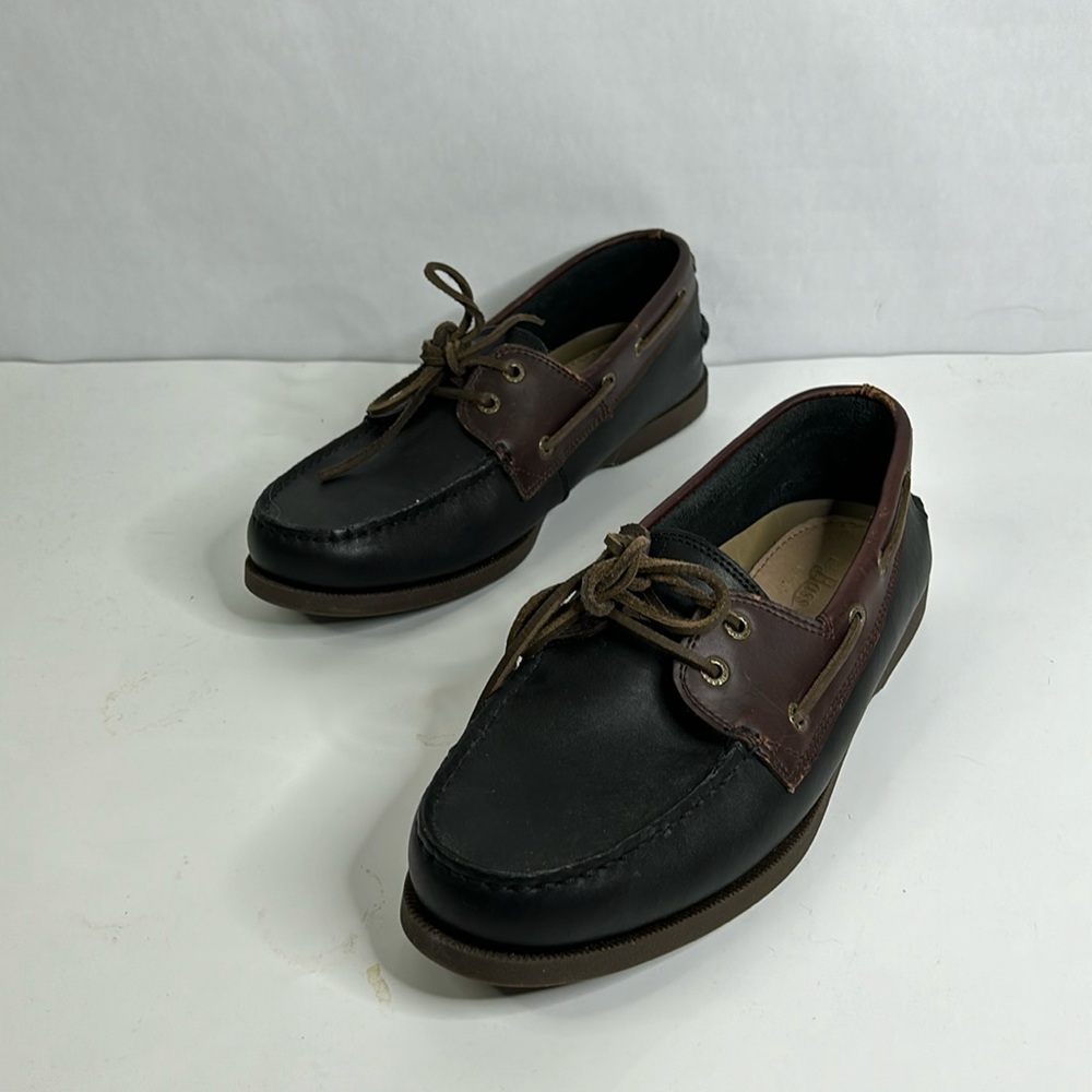 Sperry Top-Sider Black and Brown Leather Boat Shoes Men's 11 M.